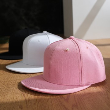 甜美粉色女式棒球帽夏天純色平沿帽男女帽子棉質嘻哈潮人帽夏季潮1入