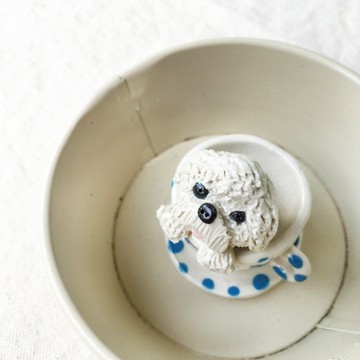 早期古件-馬爾濟斯杯中狗 | 美國 擺飾 藝術 手工製作