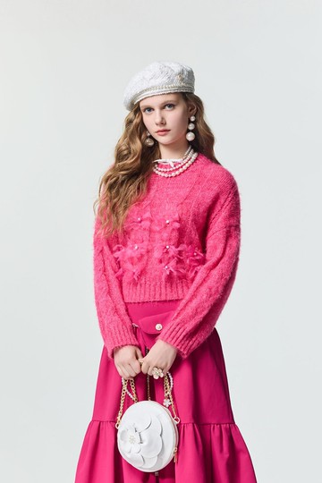 玫瑰可露麗針織上衣