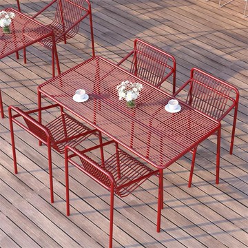 廠家直銷🎉现代简约公园桌子 室外防水防晒阳台庭院桌椅组合 户外休闲长条桌子 定制尺寸 椅子 北歐椅 戶外桌椅 陽台桌椅