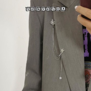 两件9.9折🔥臺灣出貨🔥可開發票✅時尚復古鑲鑽小星球鏈條胸針女氣質外套西裝毛衣簡約星星個性配飾