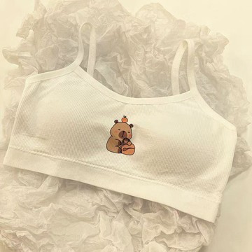【臺灣-出貨】卡皮巴拉內衣女學生少女發育期高中生無鋼圈可拆卸抹胸背心吊帶TIAN5