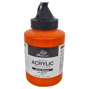 鳳凰畫材 鳳凰亮光壓克力顏料 BFA304 橘色  500ml  1色