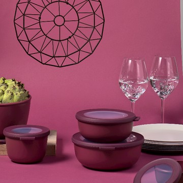 Mepal Cirqula 圓形密封保鮮盒 1.25L(淺)-野莓紅