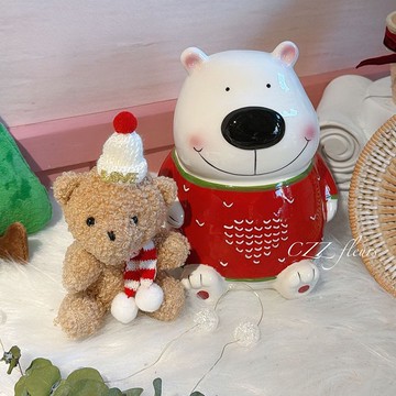 聖誕療癒溫暖紅衣熊存錢筒 | 暖心禮袋組 (交換禮物/聖誕禮物)