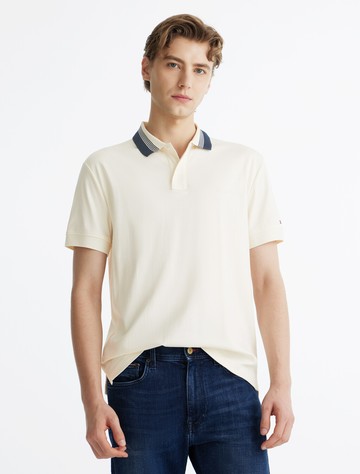 雙面羅紋針織對比領 Polo 衫