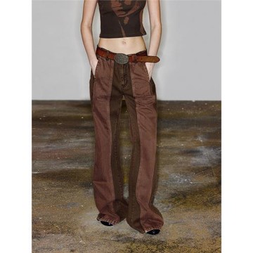 NUTH“參照”｜棕色牛仔褲水洗做舊復古夏季設計感直筒牛仔褲