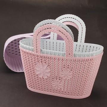 軟塑料浴室洗澡籃家用手提大號大容量女款學生宿舍收納沐浴藍筐子