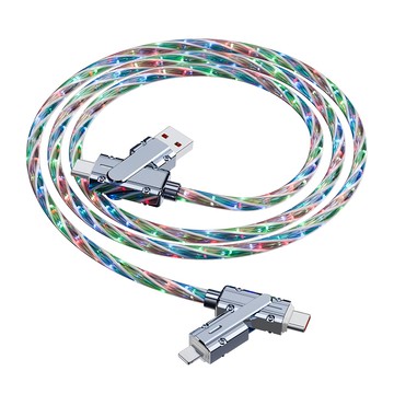 四合一星空發光充電線 多功能傳輸線 適用於多種手機設備  1m  多色  1條