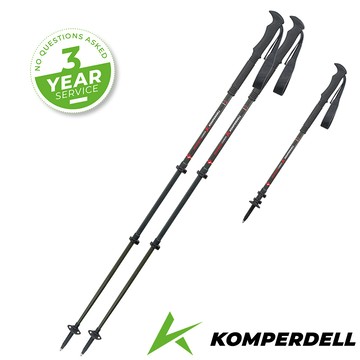 【Komperdell 奧地利】碳纖+鋁合金快扣登山杖(17523359127-S黑/健行登山/單支入)