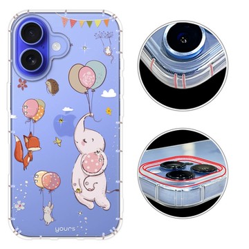 YOURS iPhone17/16/15/14/13/12系列 彩鑽防摔手機殼-大象Air/16e/ProMax/Plus/mini/SE/XR/8