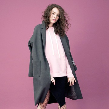 【Off-season sale】中性款 防撥水長版大衣 / 深麻灰