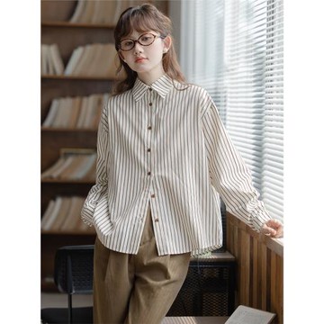 法式別致設計感條紋長袖襯衫女秋季新款洋氣減齡上衣通勤氣質小衫