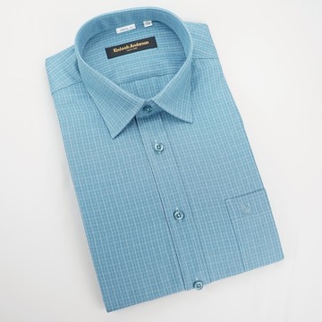 【金‧安德森】藍色線格窄版長袖襯衫