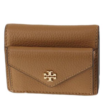 【TORY BURCH】素面皮革零錢包 -駝