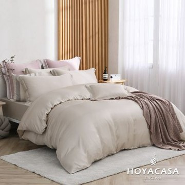 HOYACASA 單人60支抗菌天絲兩用被套床包四件組-奶霜杏