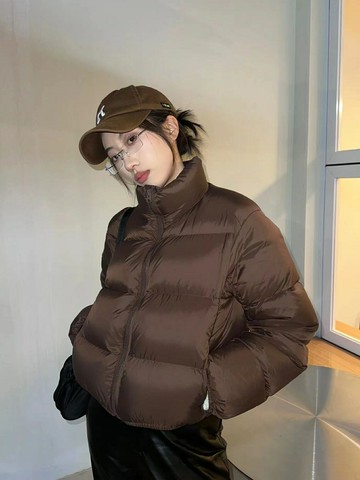 女士羽絨外套短款加厚白鴨絨小個子面包服流行女裝【木屋雜貨】