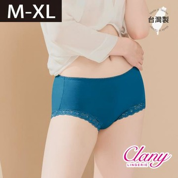 【台灣製】絲蛋白蕾絲內褲 M-XL中腰彈力｜親膚低敏感 環保染劑｜2171-53 靛藍色【可蘭霓Clany】