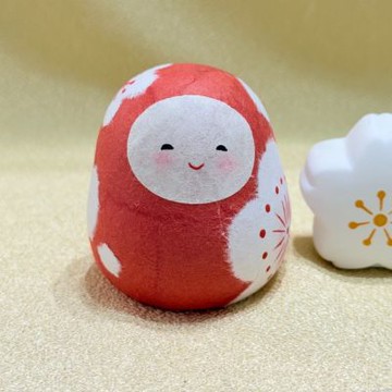 RYUKODO 龍虎堂京都手作和紙擺飾-梅花達摩(小)-紅