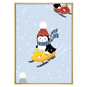 Skier king-penguin 1入  40 x 30cm  木色