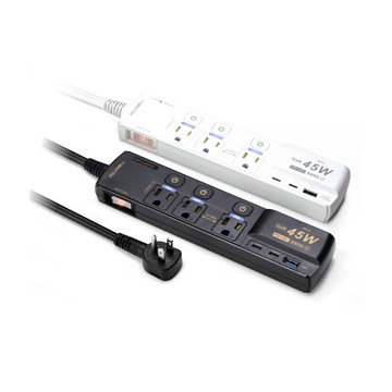 POLYWELL 45W快充電源延長線 4切3座