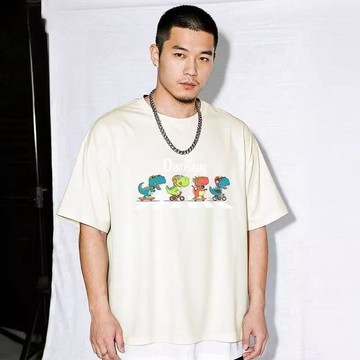 【WYZ】yi街頭潮玩恐龍滑板短袖T恤男女同款175公斤加大碼慵懶寬鬆夏日體恤