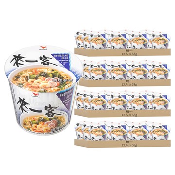 統一 來一客 鮮蝦魚板風味杯麵 63g  48入