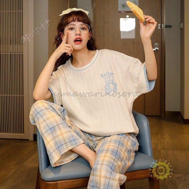 2点セット パジャマ ルームウェア レディース 春夏秋冬パジャマ 長ズボン 純綿 半袖 女性 部屋着 寝巻き ランジェリー パジャマ 可愛い 韓国風 セットアップ 通販 Lineポイント最大0 5 Get Lineショッピング