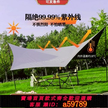 【全網低價 可打統編】黑膠天幕帳篷戶外露營裝備全套野營野餐防曬六角蝶形遮陽棚