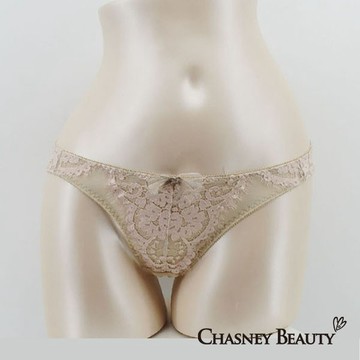 Chasney Beauty-flower蕾絲三角褲S-M(膚.雅灰)