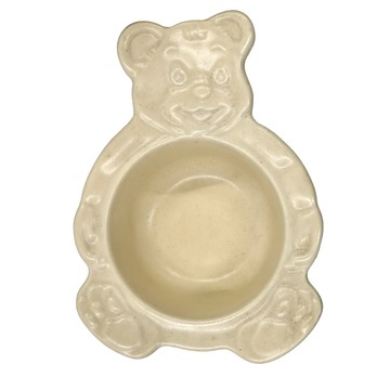 韓國手工製小熊碗-霧面燕麥米 19x14xH5.5cm 陶瓷  1個