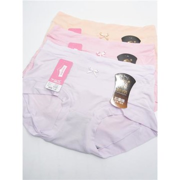 4條裝彩田內褲女士中腰紅色莫代爾棉包臀石墨烯襠非無痕小平角褲