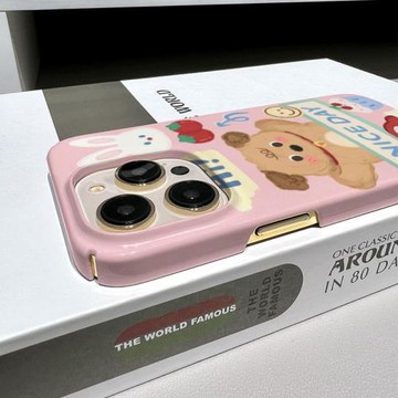 原創簡約汽車小熊可愛卡通適用蘋果手機殼17菲林殼適用iPhone13/14promax/plus手機殼蘋果12mini硬XS16保護套