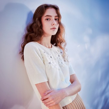 立體花鑽飾針織外套