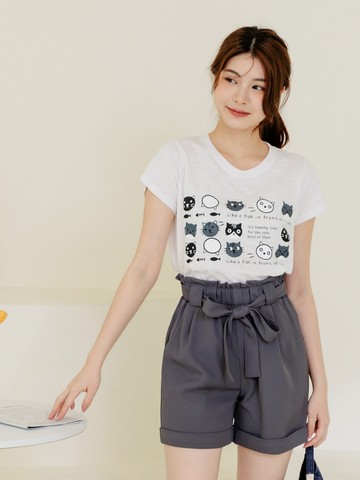 台灣製造．高含棉可愛貓咪短袖T恤/上衣