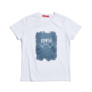 EDWIN｜女裝｜牛仔印花LOGO短袖T恤