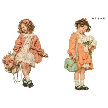 【4 月新品 1】08-121-0198 人物貼紙 春日復古