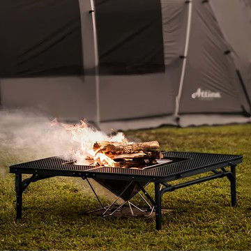 KZM OUTDOOR 鋼網圍爐桌 4kg  90 x 90 x 29cm  90cm  黑色