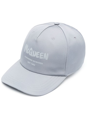 Alexander McQueen - logo-print baseball cap - men - Polyester/Lamb Skin/Cotton - L - Grey