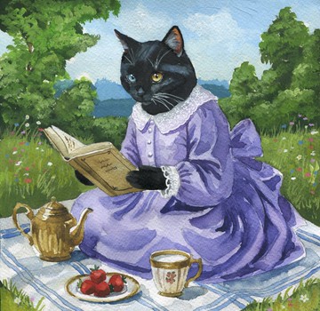 復古風格的貓咪野餐