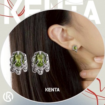 【高質感耳環】詭溶綠鑽耳環 吊墜耳環 中性飾品配件 潮流耳環 復古飾品 KENTA