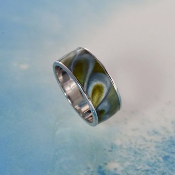 【客製化禮物】琺瑯銀戒 -洋綠洋流 GREEN OEEAN CURRENTS