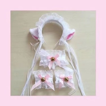🌸台灣出貨24H🌸女僕裝cosplay洋裝萌蘿莉蕾絲貓耳朵髮箍髮飾貓耳頭箍長流蘇款hhof
