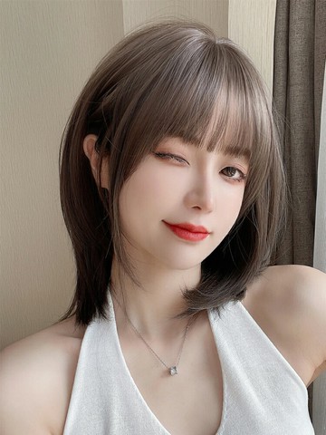 假發短發女夏季 網紅中長發波波頭全頭套發型自然仿真假發套圓臉