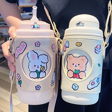 兒童兩用吸管保溫杯316食品級幼兒園小學生女孩刻名字雙蓋直飲男