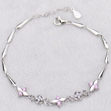 925純銀手鍊鑲鑽手環-時尚優雅別緻精美情人節生日禮物女飾品3色73ly50【獨家進口】【米蘭精品】