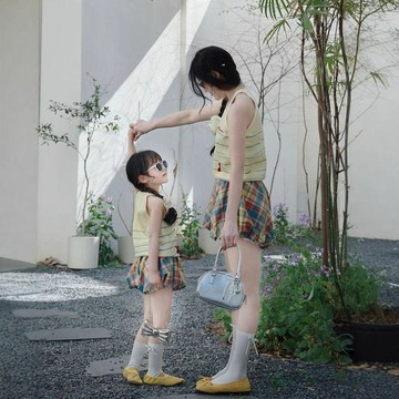 網友狂推💬 櫻桃刺繡針織背心+花苞短褲 母女裝 夏季親子裝 甜美可愛 百搭 網紅款