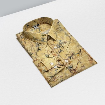 細葉黃襯衫-細緻葉紋配明亮黃調  展現陽光與自信氣場