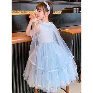 女童愛莎公主裙夏季兒童裝洋氣連衣裙2025新款紗裙小女孩艾莎裙子