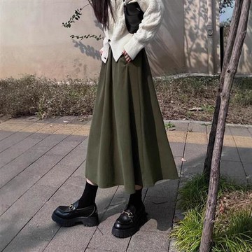 【米蘭精品】半身裙長裙-復古燈芯絨A字傘裙女裙子3色74km23